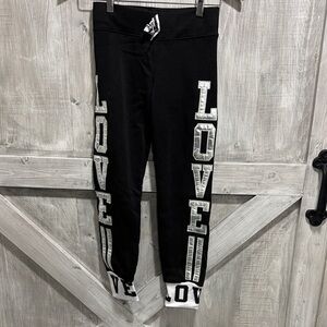 Kids Black Leggings with LOVE Print. X1